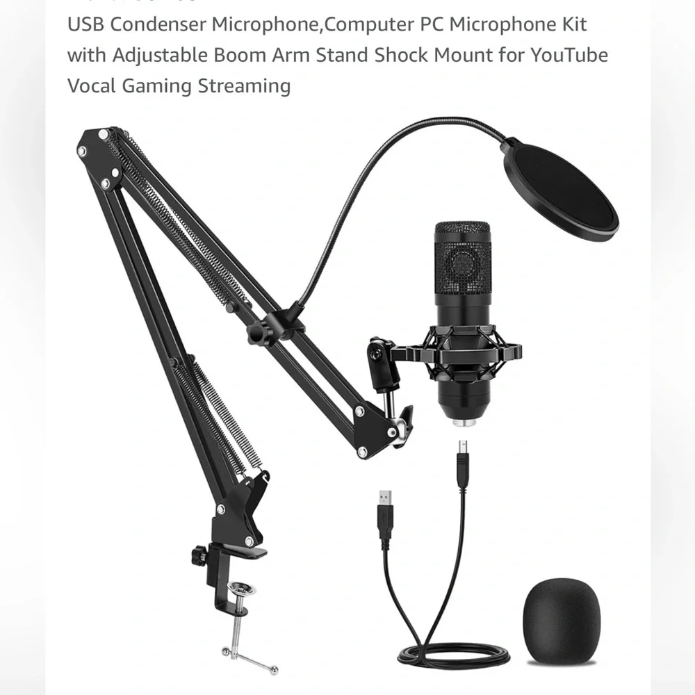 Khpol USB Professional Condenser Microphone, Computer PC Kit Adjustable Arm. NIB